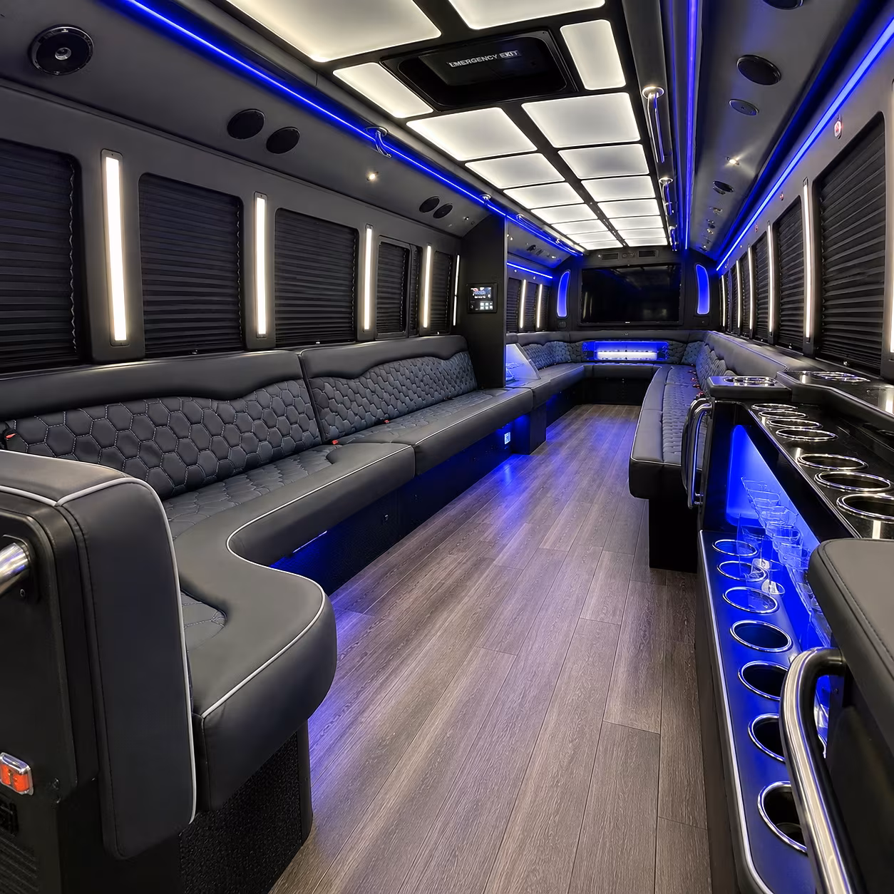 Bridgeport Birthday, Sweet 16, & Quinceañera Transportation party bus interior