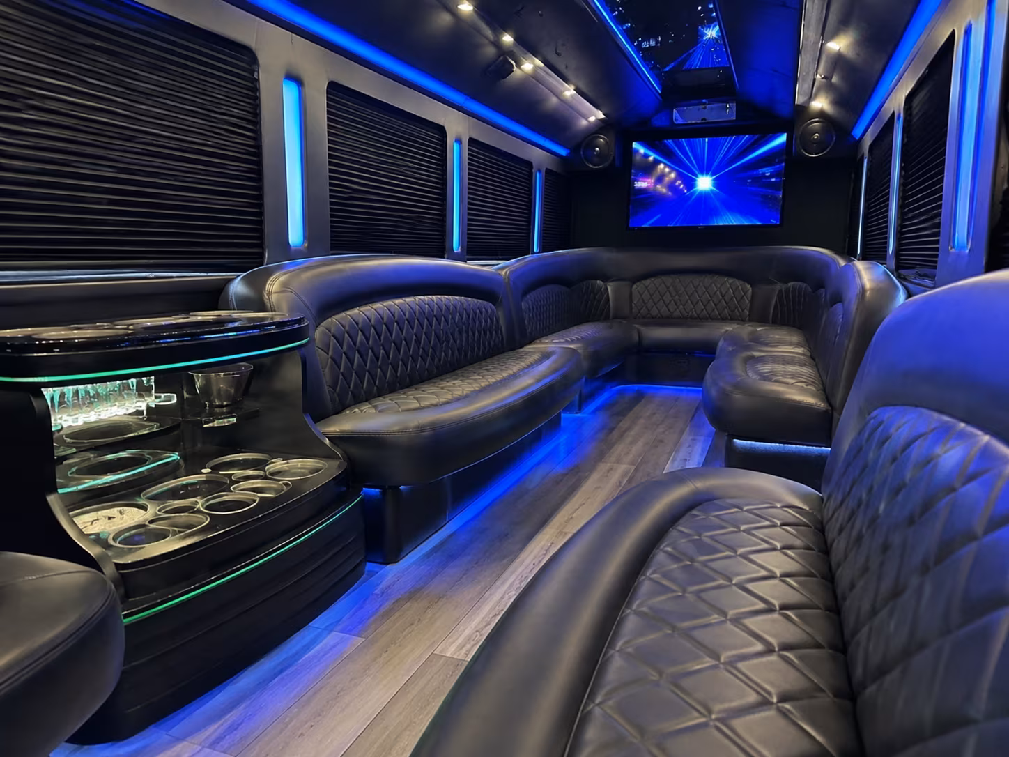 Bridgeport Private Event Transportation party bus interior